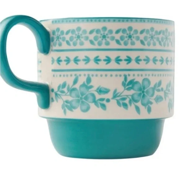 The Pioneer Woman Ditsy with 4 Stacking Stoneware Mugs, with storage rack - Picture 4 of 8